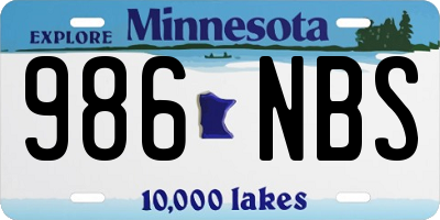 MN license plate 986NBS
