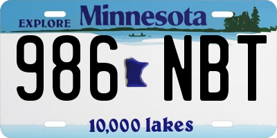 MN license plate 986NBT