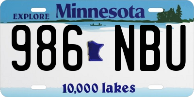 MN license plate 986NBU