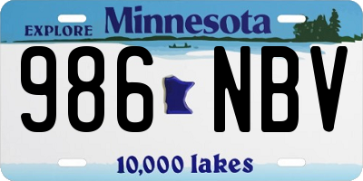 MN license plate 986NBV