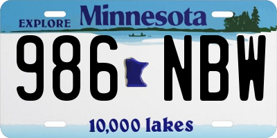 MN license plate 986NBW