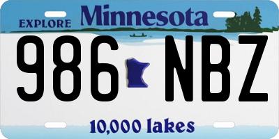 MN license plate 986NBZ