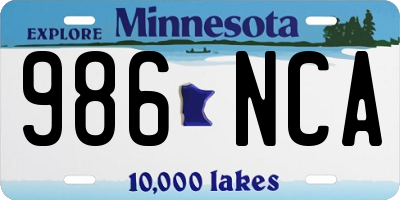 MN license plate 986NCA