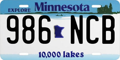 MN license plate 986NCB