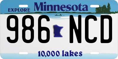 MN license plate 986NCD
