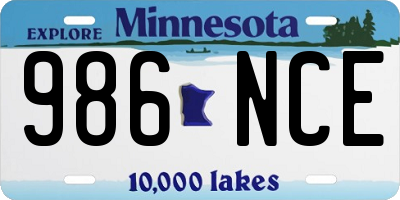 MN license plate 986NCE