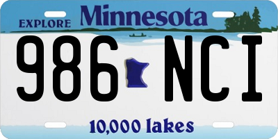 MN license plate 986NCI