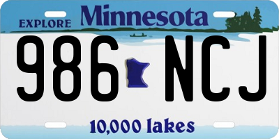 MN license plate 986NCJ
