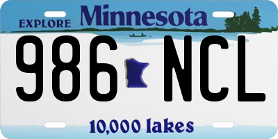 MN license plate 986NCL