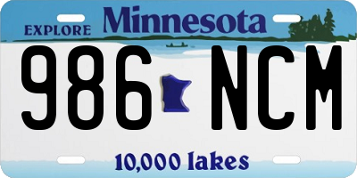 MN license plate 986NCM
