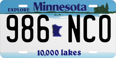 MN license plate 986NCO