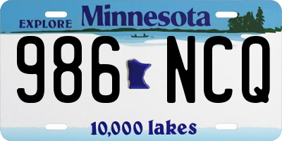 MN license plate 986NCQ