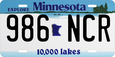 MN license plate 986NCR