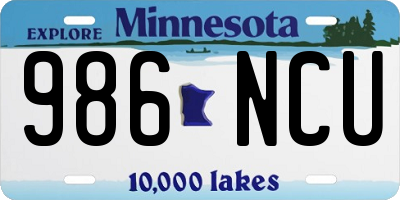 MN license plate 986NCU