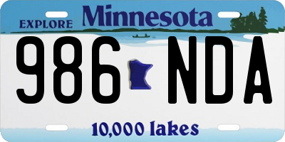 MN license plate 986NDA