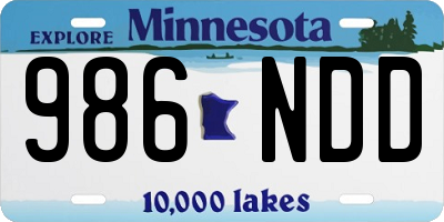 MN license plate 986NDD
