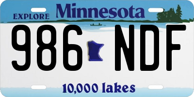 MN license plate 986NDF