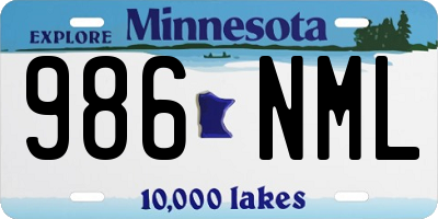 MN license plate 986NML
