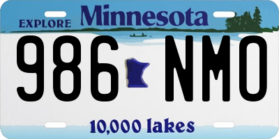 MN license plate 986NMO