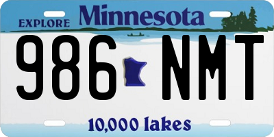 MN license plate 986NMT