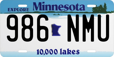 MN license plate 986NMU