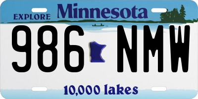MN license plate 986NMW