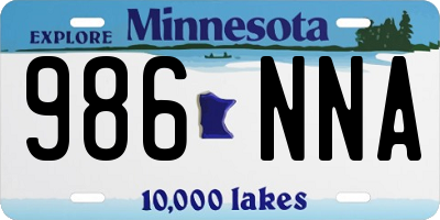 MN license plate 986NNA