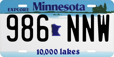 MN license plate 986NNW