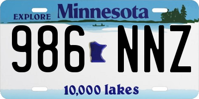 MN license plate 986NNZ