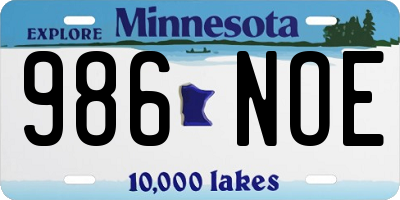 MN license plate 986NOE
