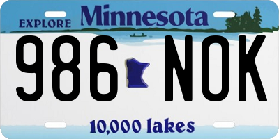 MN license plate 986NOK