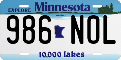MN license plate 986NOL