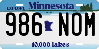 MN license plate 986NOM