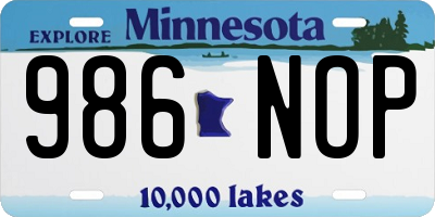 MN license plate 986NOP