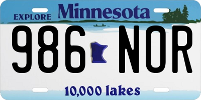MN license plate 986NOR