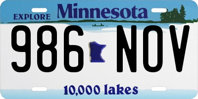 MN license plate 986NOV