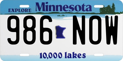 MN license plate 986NOW