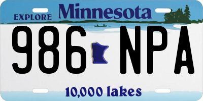 MN license plate 986NPA