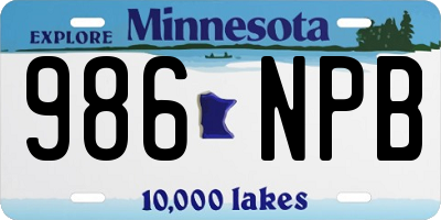 MN license plate 986NPB