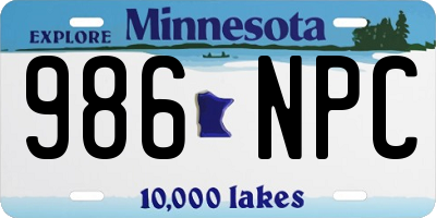 MN license plate 986NPC