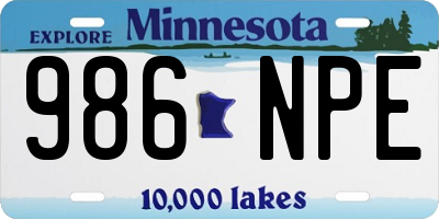 MN license plate 986NPE