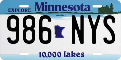 MN license plate 986NYS