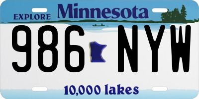 MN license plate 986NYW