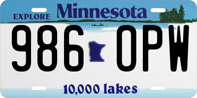 MN license plate 986OPW