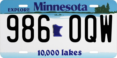 MN license plate 986OQW