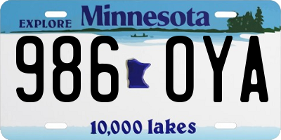 MN license plate 986OYA