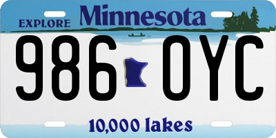 MN license plate 986OYC