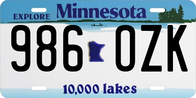 MN license plate 986OZK