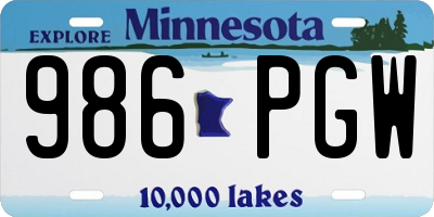 MN license plate 986PGW