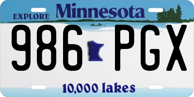 MN license plate 986PGX